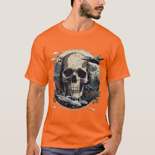 Camiseta Furo da selva: Caveira, fumaça e T-Shirt do jato d