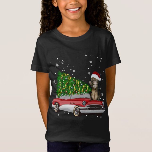Camiseta Furões Cavalgam Red Truck Árvore de Natal Xmas (Frente)