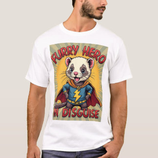 Camiseta Furry Hero em disfarce - Super Ferret Comic Tee