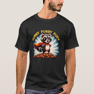 Camiseta Fury Raccoon Herói Engraçado no Acorn Pile