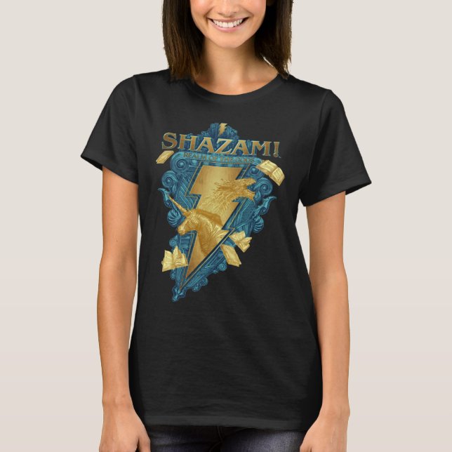Camiseta Fury Shazam do Selo Azul dos Deuses (Frente)