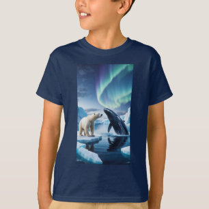 Camiseta Fusão Árctica: Urso Polar e Couro Azul