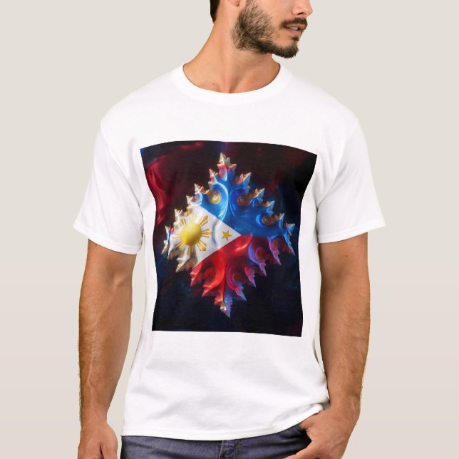 Camiseta Fusão Da Bandeira Filipina E Do Mandelbrot Fractal (Frente)