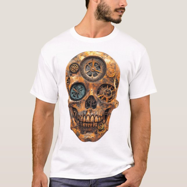 Camiseta Fusão de Caveira Mecânica (Frente)