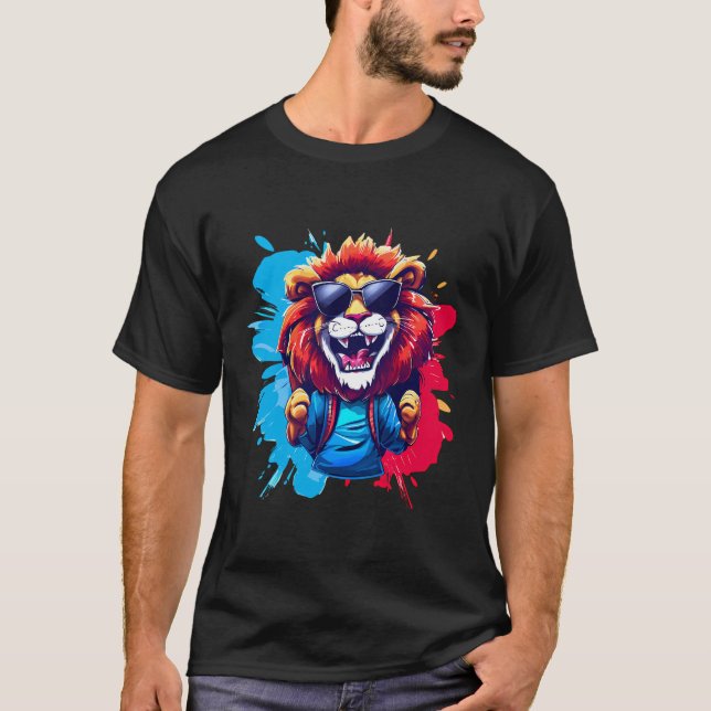 Camiseta Fusão De Cores De Assobio Do Leão (Frente)