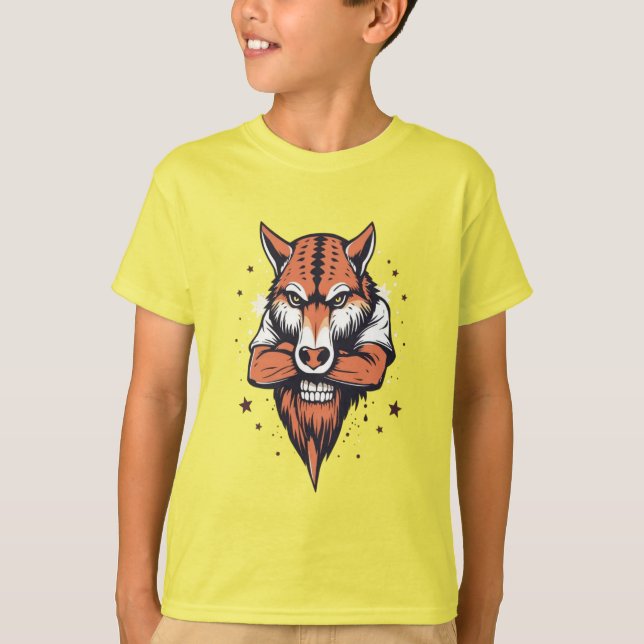 Camiseta Fusão de Crânio de Raposa Feroz (Frente)