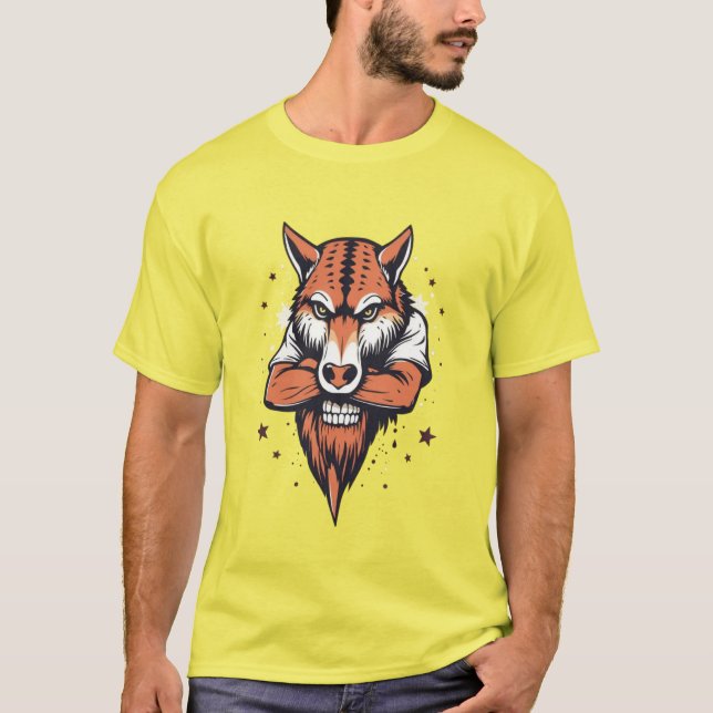 Camiseta Fusão de Crânio de Raposa Feroz (Frente)