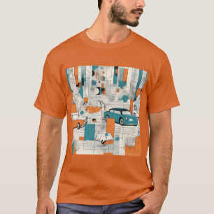 Camiseta Fusão Geográfica: Impressão de Gráfico Moderno - C