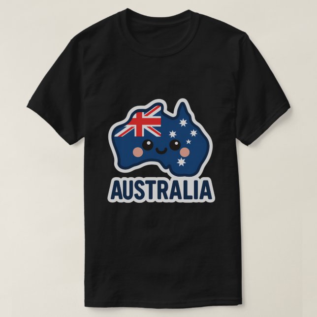 Camiseta Fusão Kawaii na Austrália - Negrito e Adorável (Frente do Design)