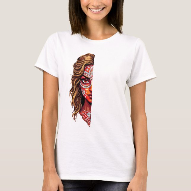 Camiseta Fusão Theyyam-Kathakali - Expressões Negrito de Ke (Frente)