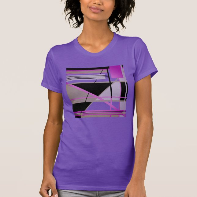 Camiseta Fuschia Olive Lilac Black Geométrico Abstrato Art (Frente)