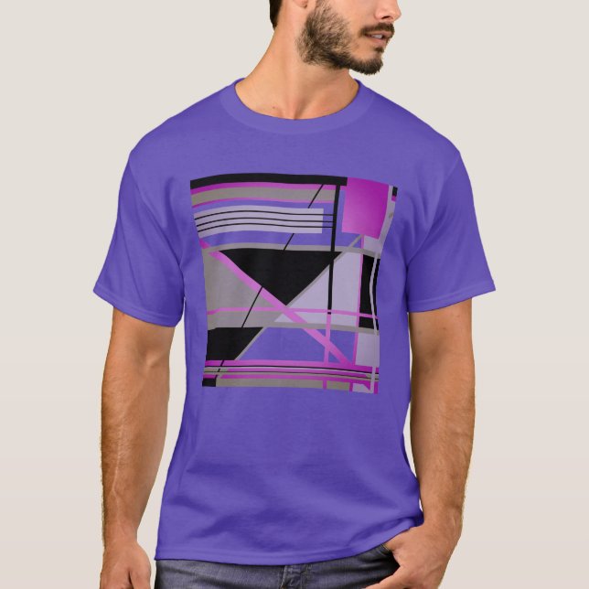 Camiseta Fuschia Olive Lilac Black Geométrico Abstrato Art (Frente)