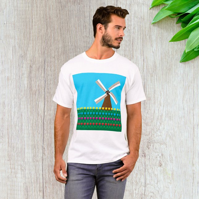 Camiseta Fuselaria De Vento Entre Flores De Tulipas (Criador carregado)