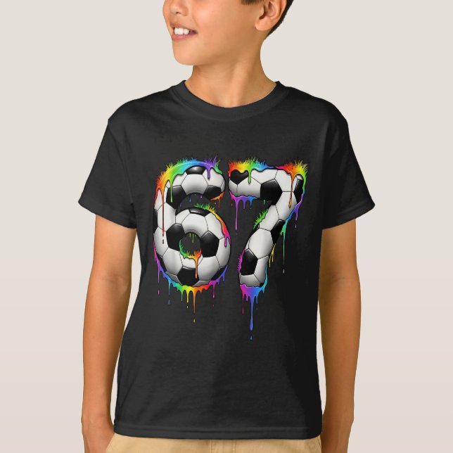 Camiseta Futebol 67 Seis Sete Divertido Gen Alpha Meme Arco (Frente)
