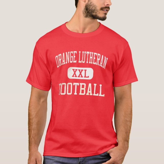 Camiseta Futebol alaranjado dos lanceiros do Lutheran (Frente)