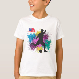 Camiseta Futebol Americano EUA Salpicos de Cor Grunge