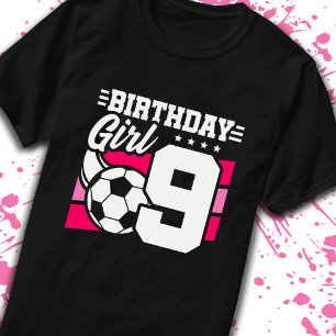 Camiseta Futebol Aniversário de 9 Anos Rapariga 9º Aniversá