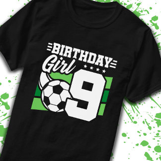 Camiseta Futebol Aniversário de 9 Anos Rapariga 9º Aniversá