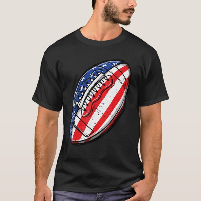 Camiseta Futebol Ball 4 de julho Homens Americanos Bandeira (Frente)