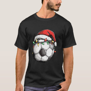 Camiseta Futebol Ball Santa Hat Natal Luz Natal Futebol Nat