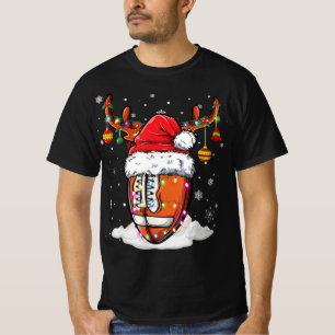 Camiseta Futebol Ball Santa Hat Reindeer Luzes de Natal