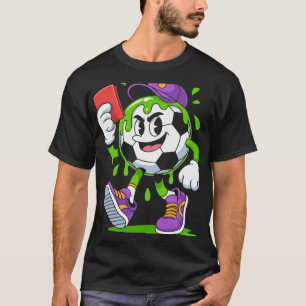 Camiseta Futebol Bola Cartoon Gotejamento Cartão Vermelho D