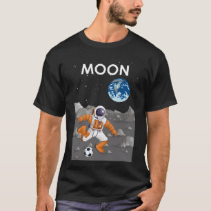 Camiseta Futebol da Lua Jogando Viagem de Astronauta Posto