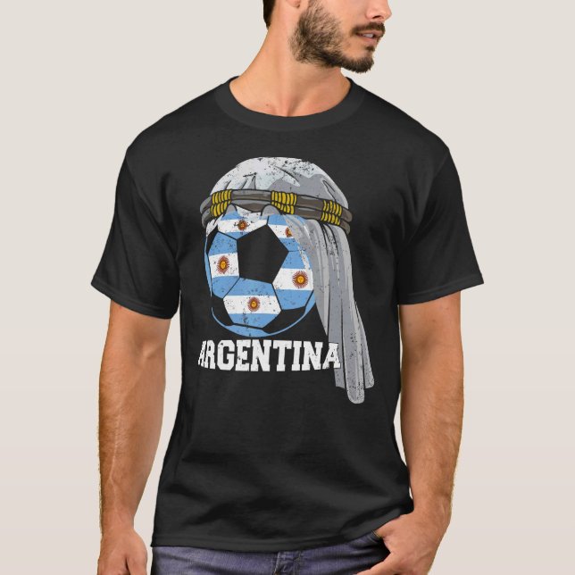 Camiseta Futebol de 2022 da ARGENTINA Bandeira Pé de Keffiy (Frente)