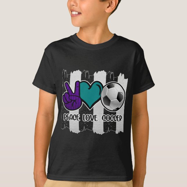 Camiseta Futebol de amor à paz em branco e preto (Frente)