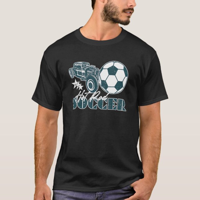 Camiseta Futebol de carro de futebol hot rod (Frente)