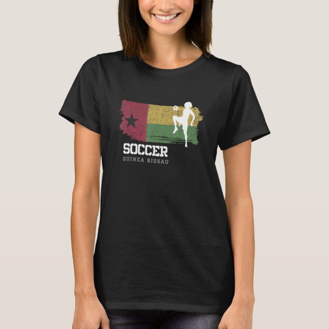 Camiseta Futebol de Guiné-Bissau Bandeira Mulheres de Futeb (Frente)