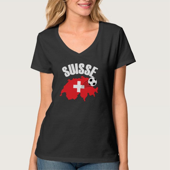 Camiseta Futebol de Mapa de Suiças Suisse (Frente)