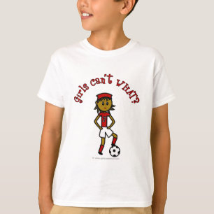 Camiseta Futebol de mulheres negras no uniforme vermelho