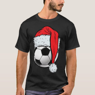 Camiseta Futebol de Natal Ball Santa Hat Engraçado Esporte