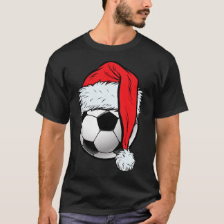 Camiseta Futebol de Natal Ball Santa Hat Engraçado Esporte 