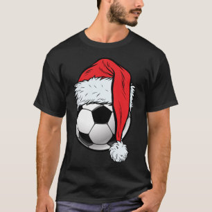 Camiseta Futebol de Natal Ball Santa Hat Engraçado Esporte