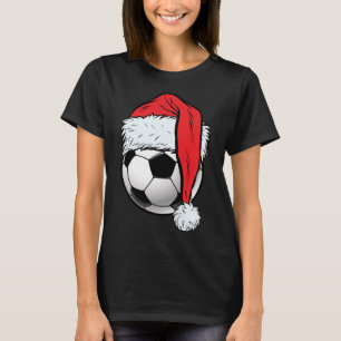 Camiseta Futebol de Natal Ball Santa Hat Engraçado Esporte