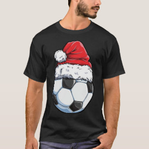 Camiseta Futebol de Natal Ball Santa Hat Esportes Engraçado