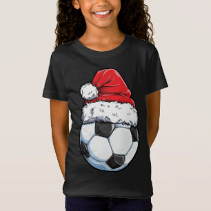 Camiseta Futebol de Natal Ball Santa Hat Esportes Engraçado