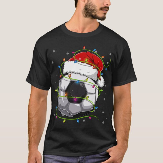 Camiseta Futebol de Natal Ball Santa Hat Matando Família Pa (Frente)