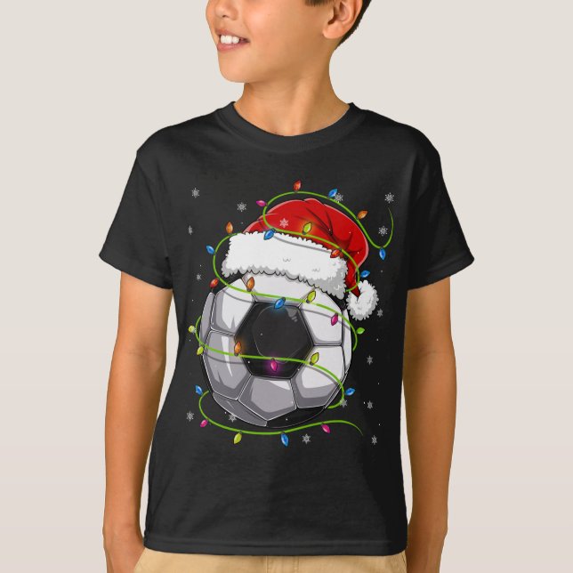Camiseta Futebol de Natal Ball Santa Hat Matando Família Pa (Frente)