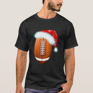 Camiseta Futebol de Natal com futebol de Santa Hat C