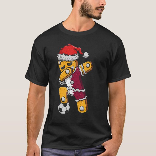 Camiseta Futebol de Natal Garoto Dabbing Gingerpão Foto Qat (Frente)