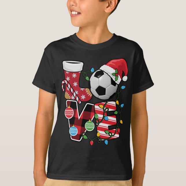 Camiseta Futebol de Natal Pijamas Divertido Xadrez Vermelha (Frente)