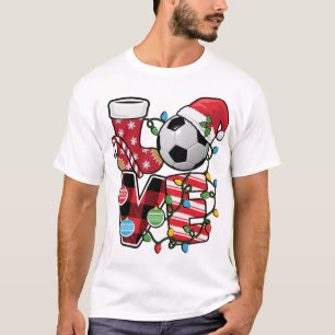 Camiseta Futebol de Natal Pijamas Divertido Xadrez Vermelha