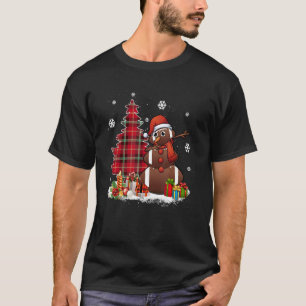 Camiseta Futebol de Natal Snowman Dabbing Santa Hat