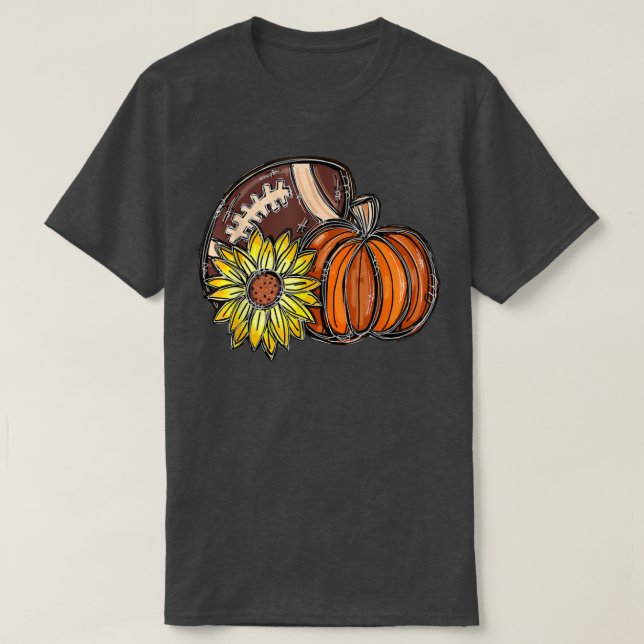 Camiseta Futebol de Sunflower Pumpkin Vibes de Outono (Frente do Design)