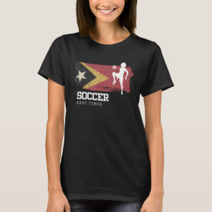 Camiseta Futebol de Timor Leste Bandeira Mulheres de Futebo