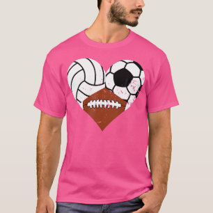 Camiseta Futebol de vôlei joga esporte engraçado no coração