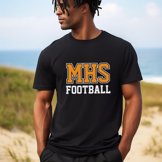 Camiseta Futebol do Espírito Escolar Negro e Laranja Person (Criador carregado)